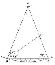 En trekant ABC der vinklene A og B er 72 grader. Punktet D ligger på siden BC  og halverer vinkelen A.